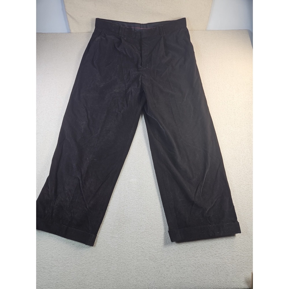 Montique Men's Brown Corduroy Dress Pants Size 40 Pleated Straight Leg 29x40